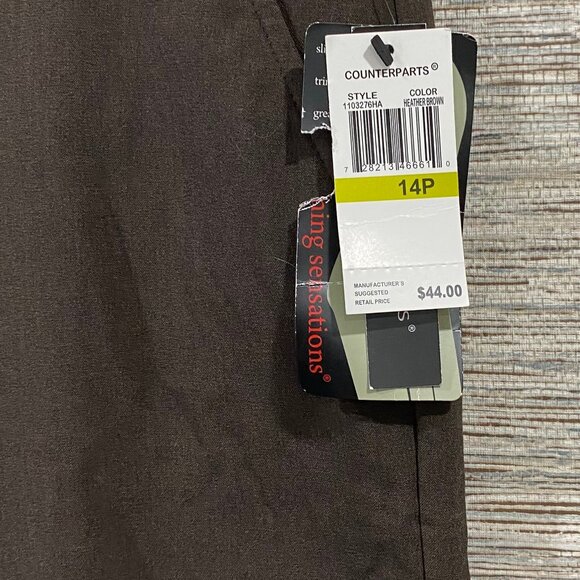 Counterparts Womens Brown Straight-Leg Pants Size 14P Polyester Blend - Picture 7 of 8